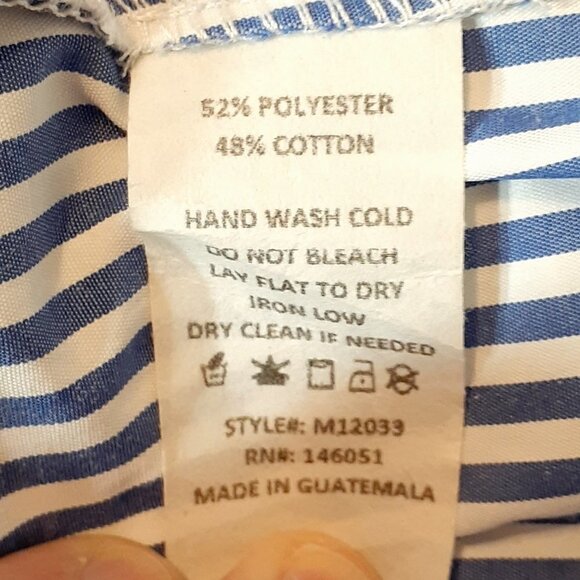 WOMEN'S FAITH & JOY Long Sleeve Blouse w Ruffles; Blue Stripe; Size M - Picture 5 of 5